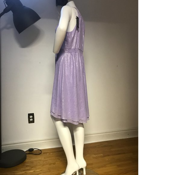 Le Chateau Lilac Lavender Purple Shiny Faux Wrap Prom Wedding summer dress NTW - Picture 4 of 6
